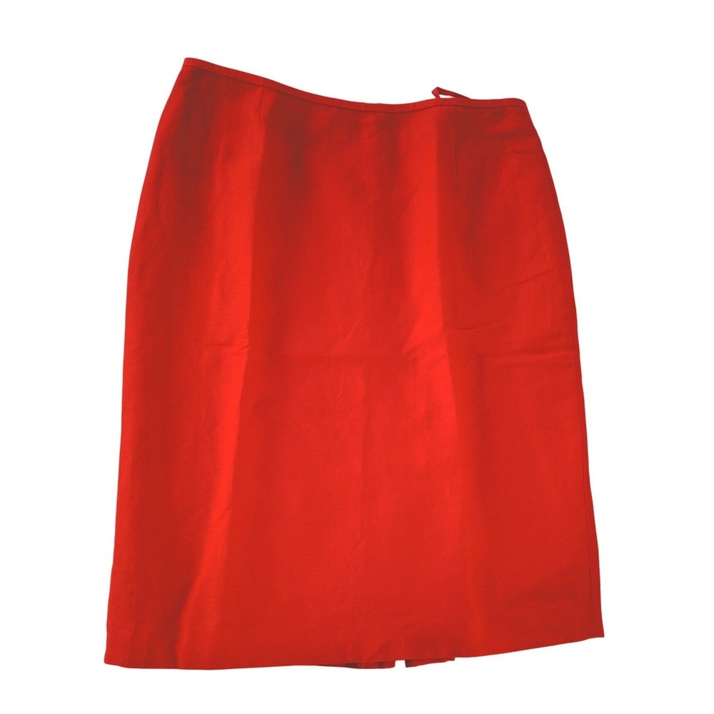 Calvin Klein NWOT Orange Linen Blend Pencil Skirt Size 6 Knee Length Work Office